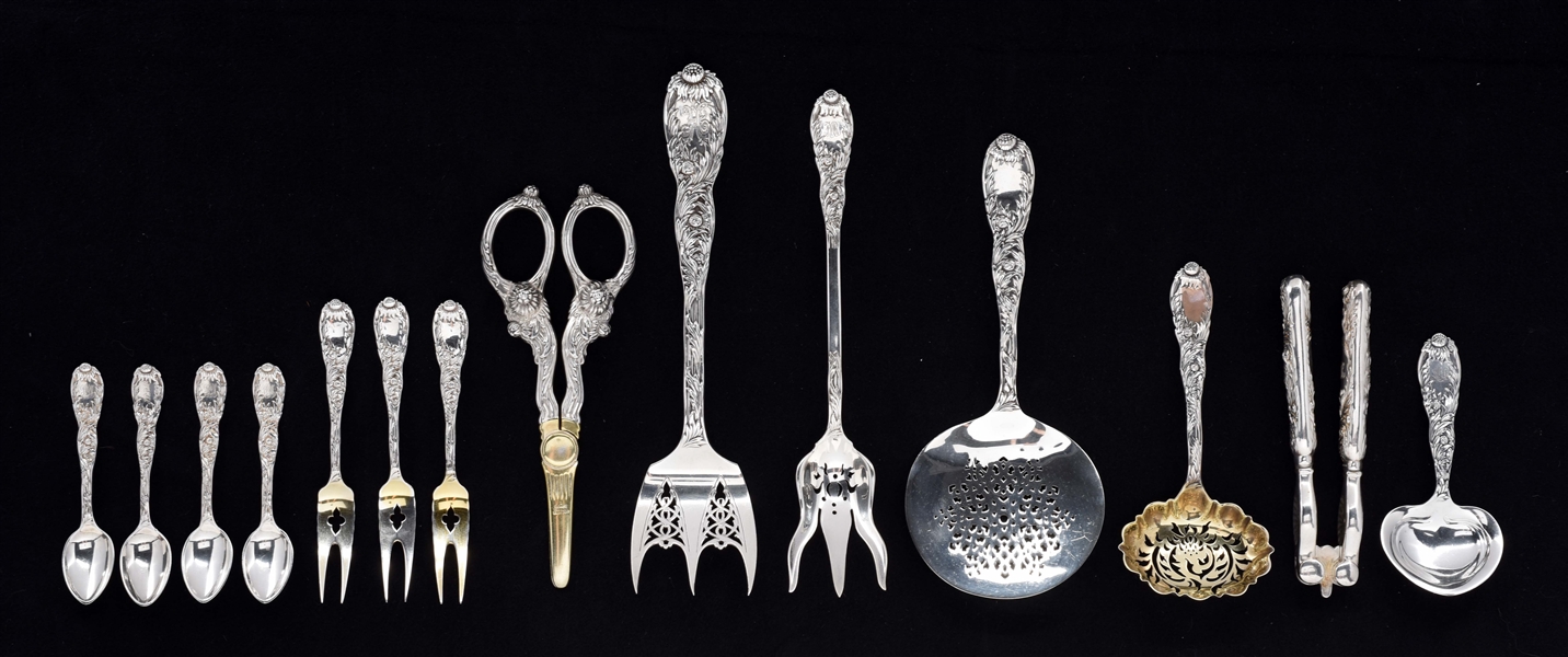GROUP OF TIFFANY STERLING SERVING PIECES.