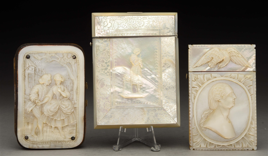 LOT OF 3: VICTORIAN CARD CASES IN MOP.