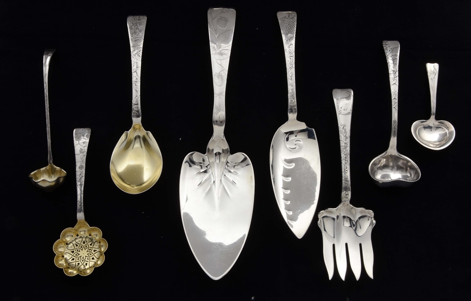 A GROUP OF TIFFANY STERLING LAP OVER EDGE FLATWARE. 