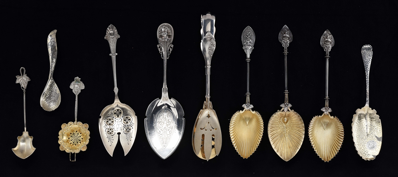 THREE STERLING SERVING SPOONS. 