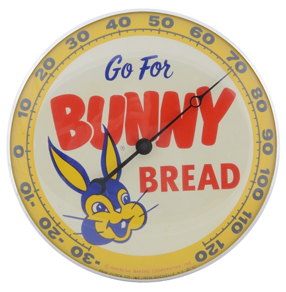 BUNNY BREAD ADVERTISING THERMOMETER BY PAM CLOCK.