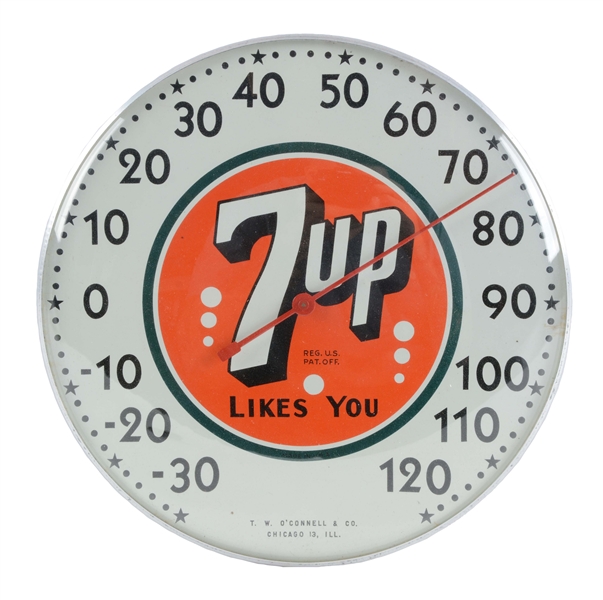 SCARCE 7-UP ADVERTISING THERMOMETER. 