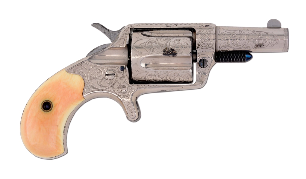 (A) FINE, PROFUSELY NEW YORK ENGRAVED COLT NEW LINE .38 WITH FINE IVORY GRIPS (1875).