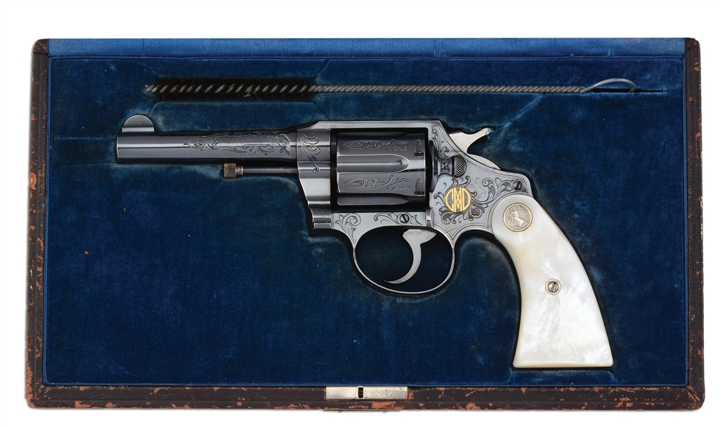 (C) THE CLARENCE DUNBAR CASED ENGRAVED & GOLD INLAID PRESENTATION COLT 1903 DOUBLE ACTION REVOLVER (1928).