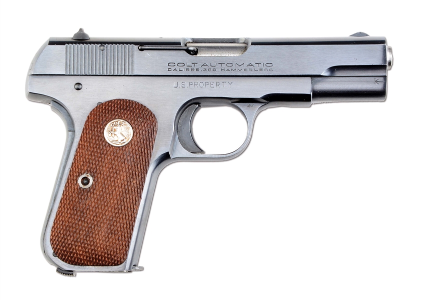 (C) HIGHLY SOUGHT AFTER U.S. PROPERTY MARKED COLT 1908 MODEL M HAMMERLESS SEMI-AUTOMATIC GENERAL OFFICERS PISTOL.
