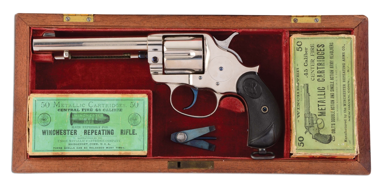 (A) SUPERB & EXTREMELY RARE AMERICAN CASED COLT MODEL 1878 DOUBLE ACTION FRONTIER REVOLVER SERIAL NO. 6361 MANUFACTURED 1881.