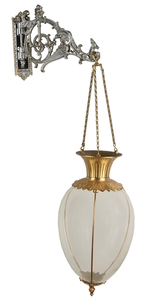 APOTHECARY SHOW GLOBE AND DECORATIVE HANGING BRACKET. 