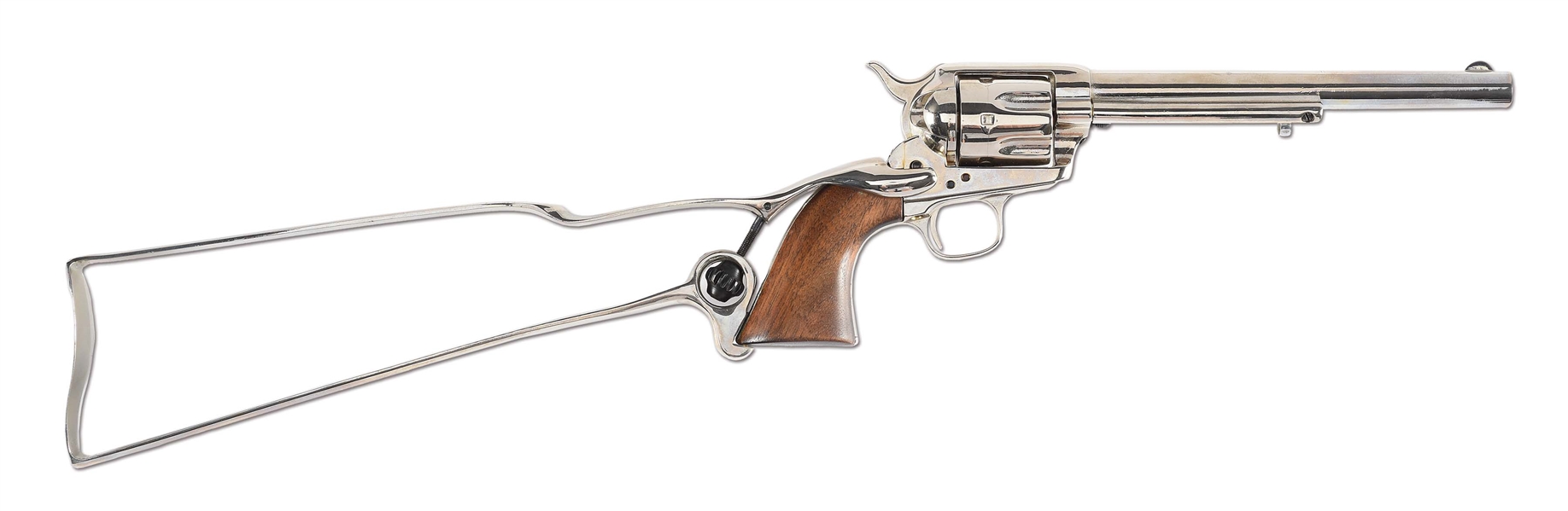 (A) ANTIQUE COLT .44 CALIBER SINGLE ACTION ARMY REVOLVER WITH METAL SHOULDER STOCK (1878).
