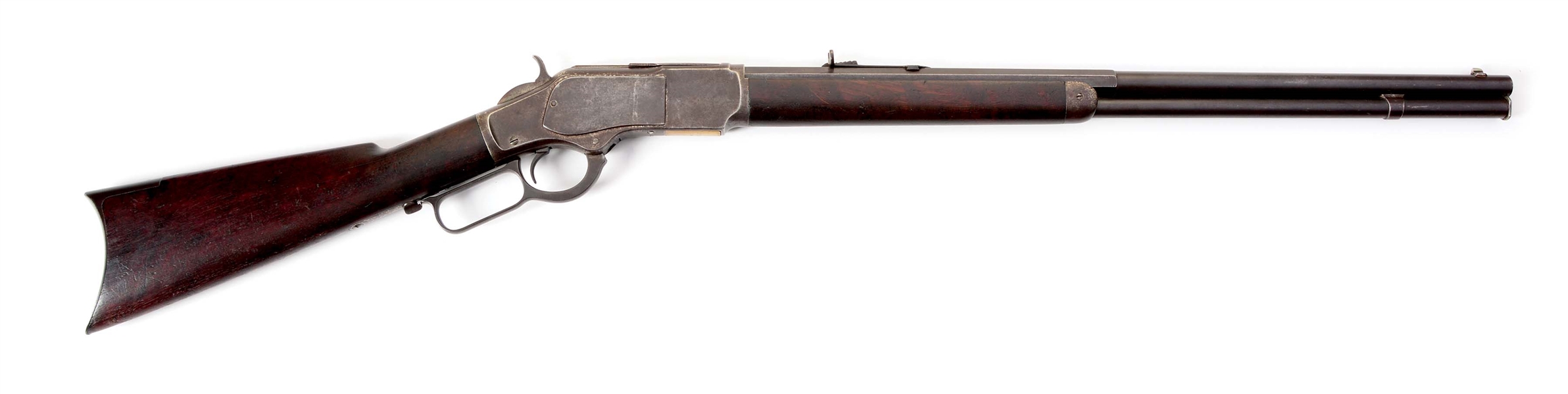 (A) RARE HALF OCTAGON WINCHESTER MODEL 1873 .22 SHORT LEVER ACTION RIFLE (1887).