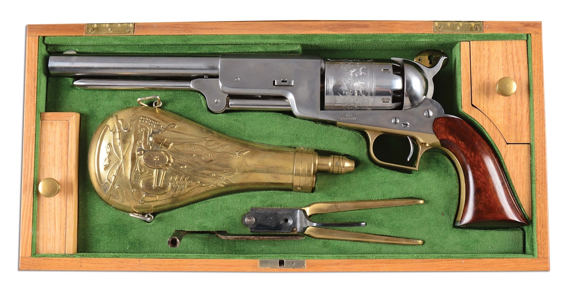 (A) CASED U.S. PATENT FIREARMS COLT REPRODUCTION WALKER PERCUSSION REVOLVER.