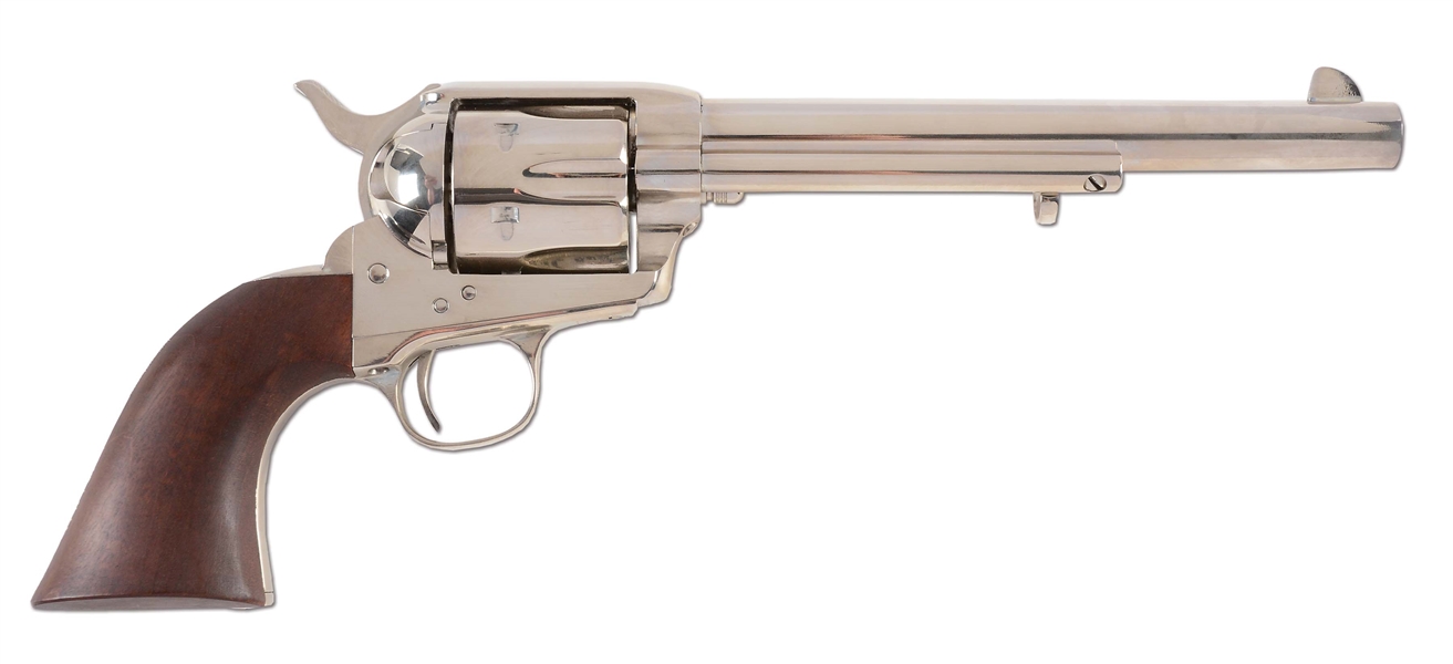 (M) U.S. PATENT FIREARMS NICKEL PLATED SINGLE ACTION ARMY REVOLVER.