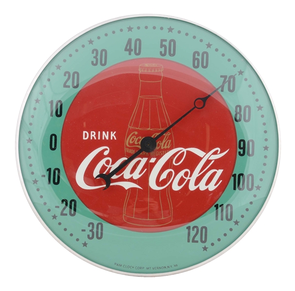 1940S COCA-COLA PAM DIAL THERMOMETER.