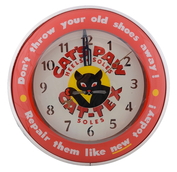 CATS PAW ELECTRIC LIGHT-UP CLOCK.