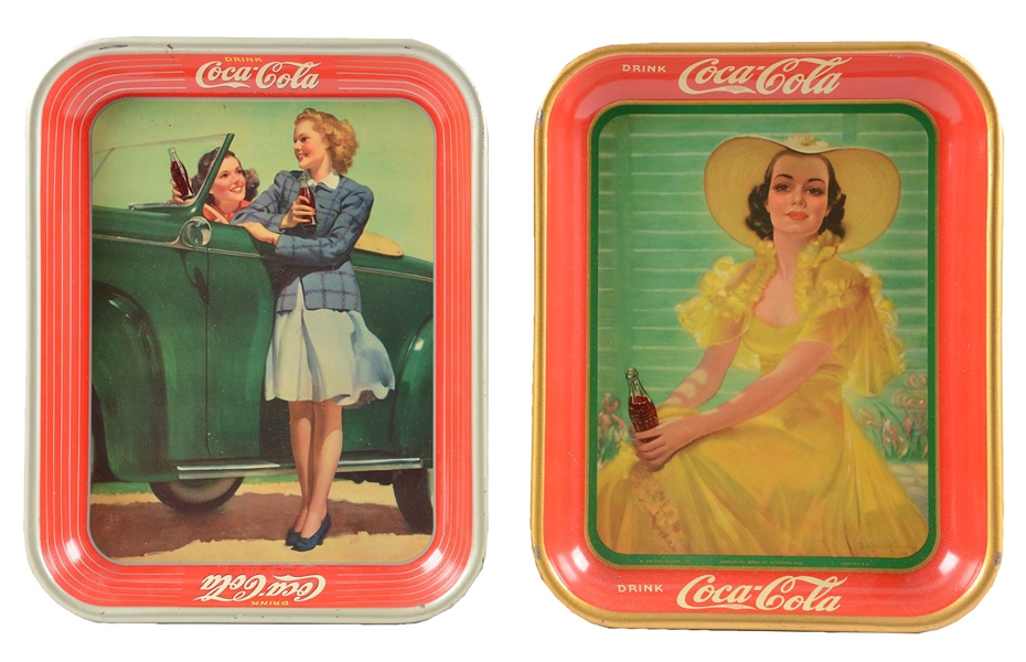 LOT OF 2: 1938 & 1942 COCA-COLA ADVERTISING TRAYS. 