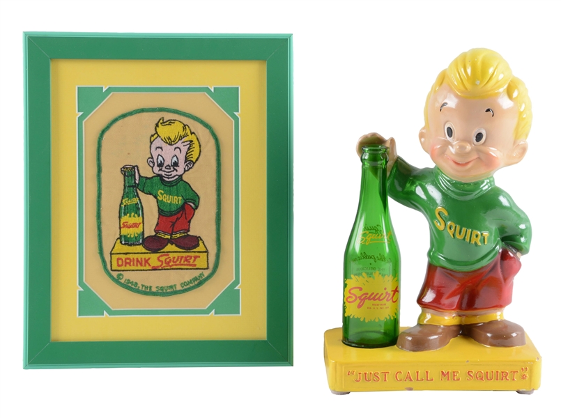 LOT OF 2: SQUIRT BOY CHALK FIGURE DISPLAY AND PATCH. 