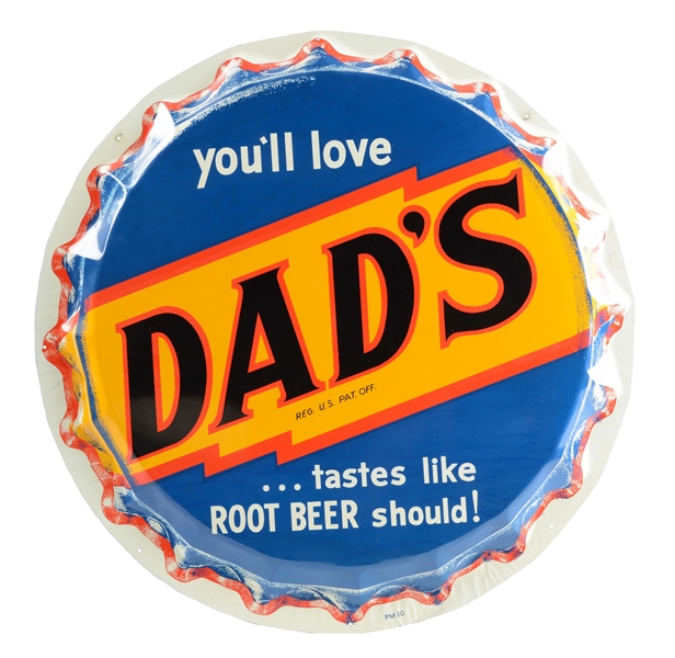 DADS ROOT BEER BOTTLE CAP TIN SIGN. 