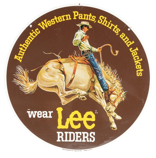 DOUBLE SIDED LEE RIDERS TIN ADVERTISING SIGN. 
