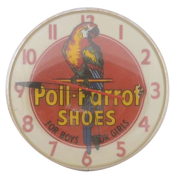 POLL-PARROT SHOES ADVERTISING CLOCK.