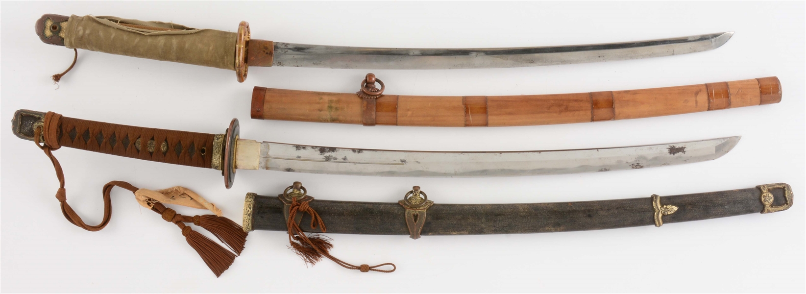 LOT OF 2: JAPANESE SHINTO WAKIZASHI SAMURAI SWORDS.