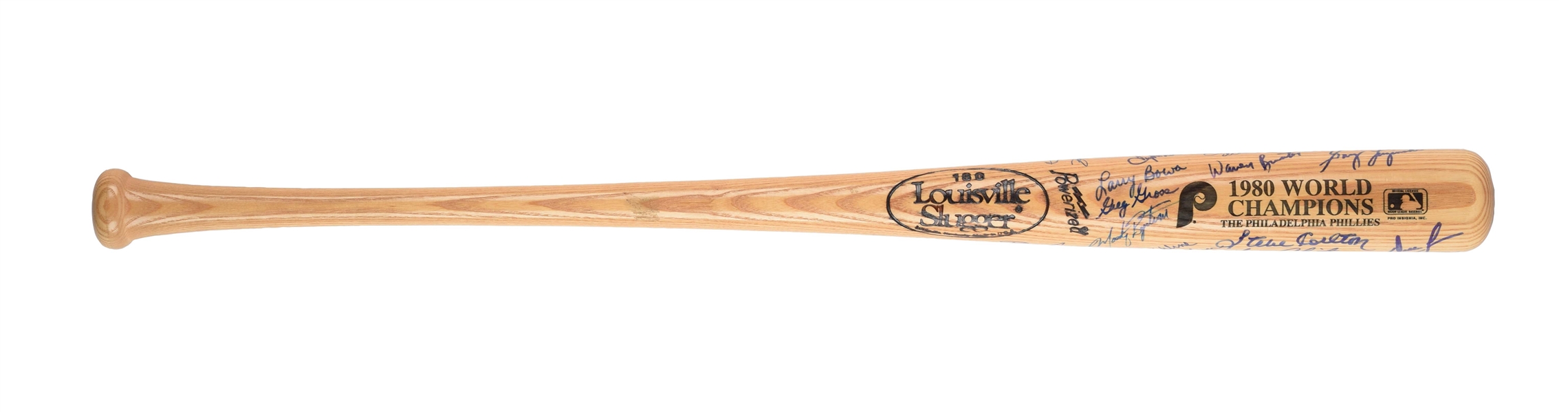 1980 WORLD CHAMPION PHILADELPHIA PHILLIES TEAM SIGNED BASEBALL BAT.