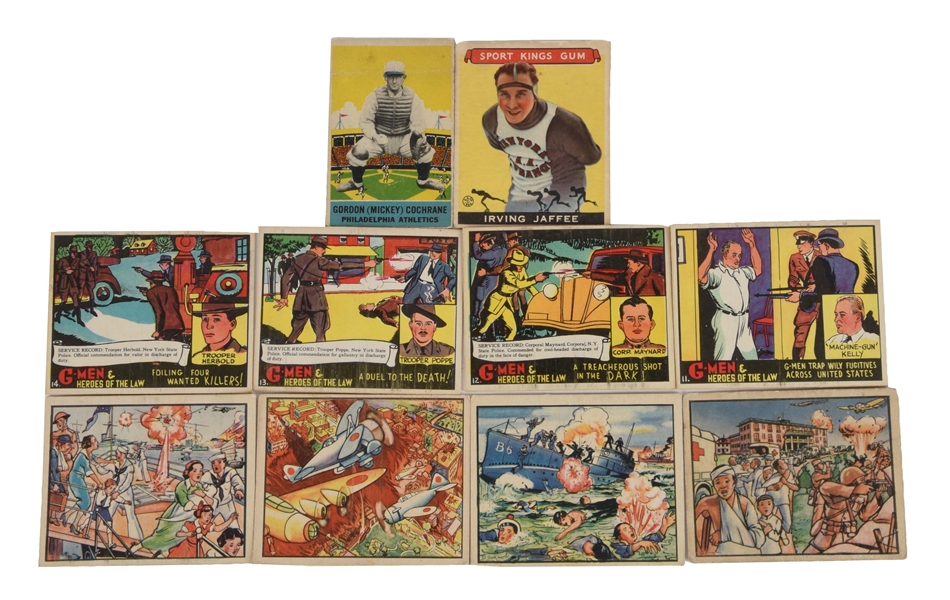 LOT OF ABOUT 400: VINTAGE GOUDEY HORRORS OF WAR, G MEN & OTHERS CARDS.