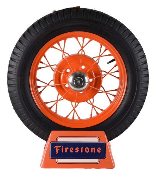 FIRESTONE TIRE STAND STORE DISPLAY WITH FIRESTONE TIRE. 
