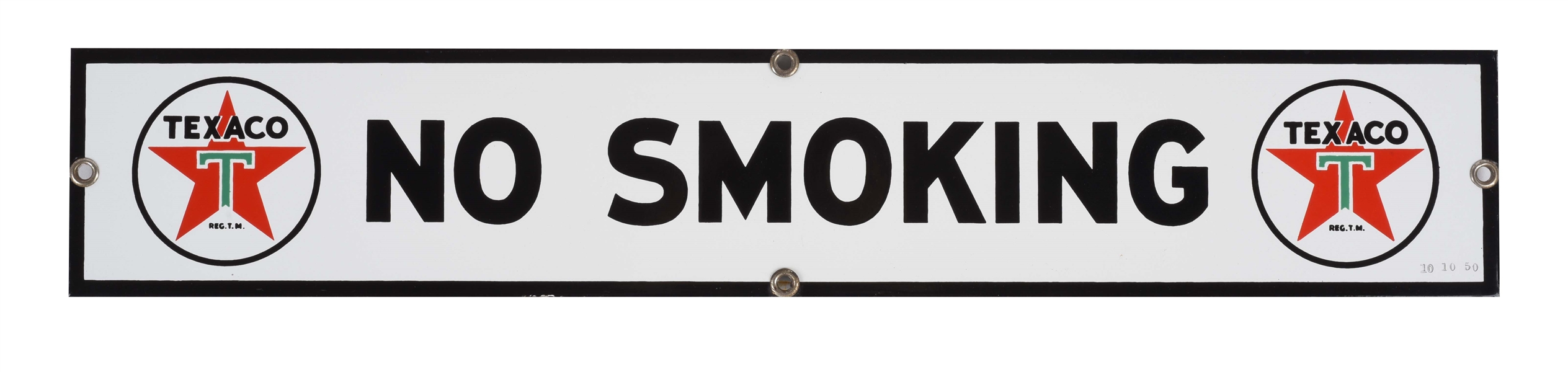 TEXACO NO SMOKING PORCELAIN SERVICE STATION SIGN. 