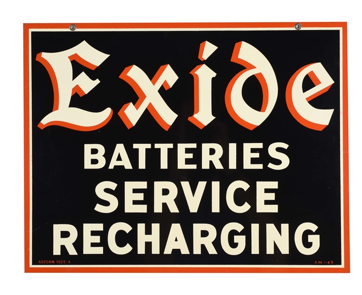 EXIDE BATTERIES & SERVICE NEW OLD STOCK TIN SIGN. 