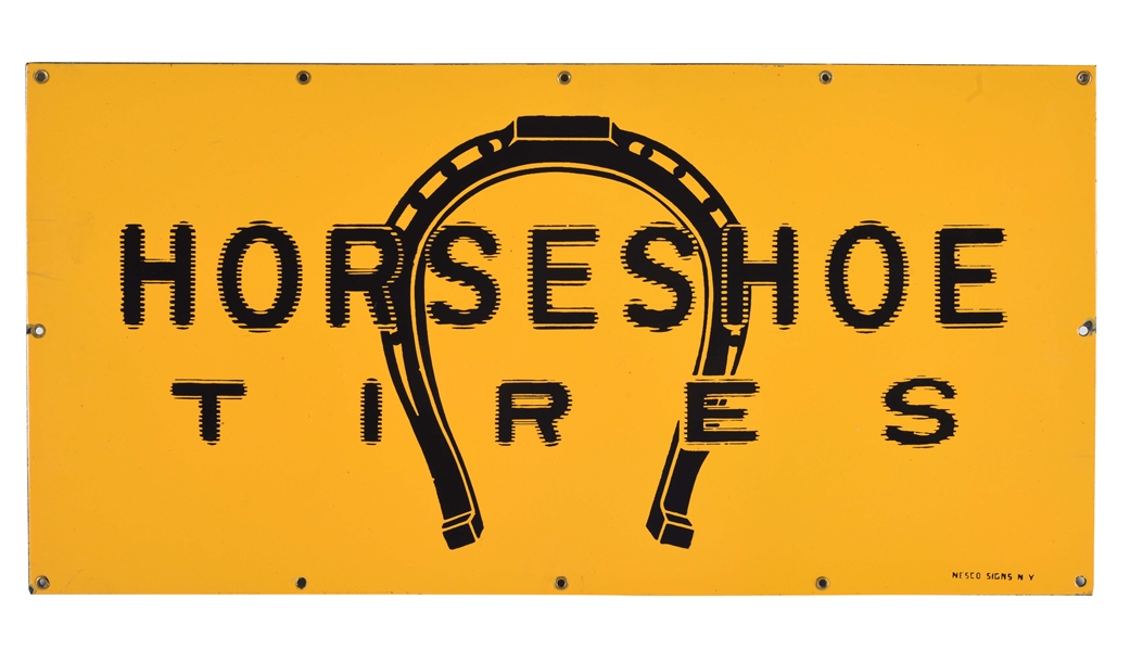 HORSESHOE TIRES PORCELAIN SIGN. 