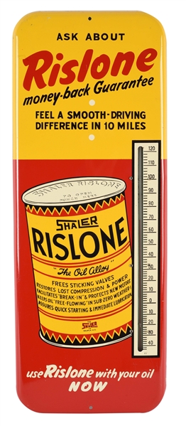 RISLONE OIL ADDITIVE NEW OLD STOCK TIN THERMOMETER. 