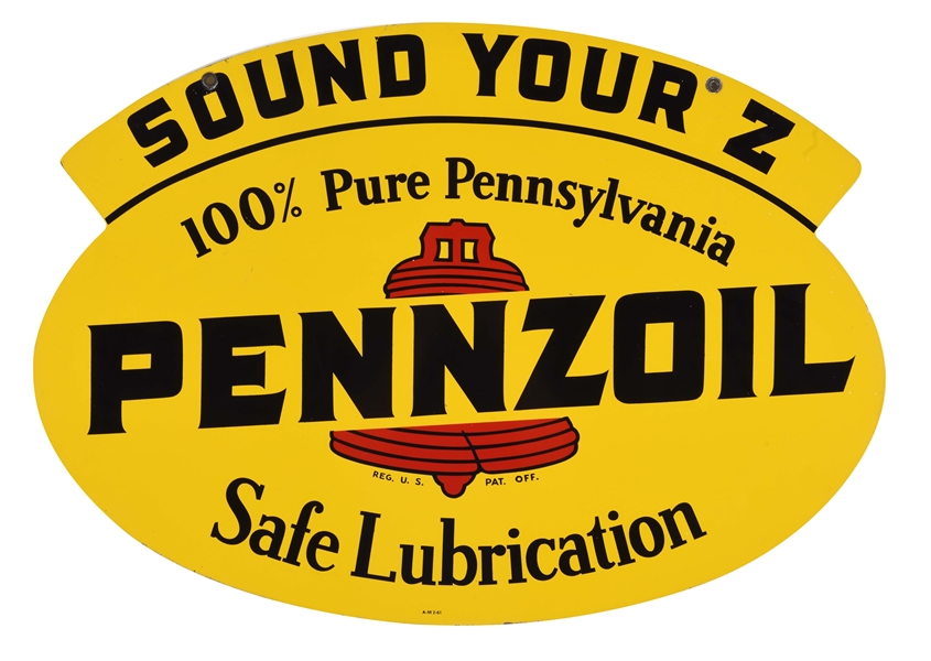 PENNZOIL MOTOR OIL SOUND YOUR Z TIN CURB SIGN. 
