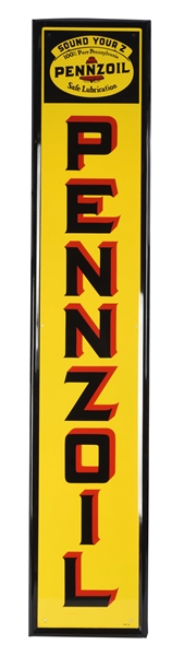 PENNZOIL SOUND YOUR Z TIN VERTICAL SIGN WITH EMBOSSED EDGE. 