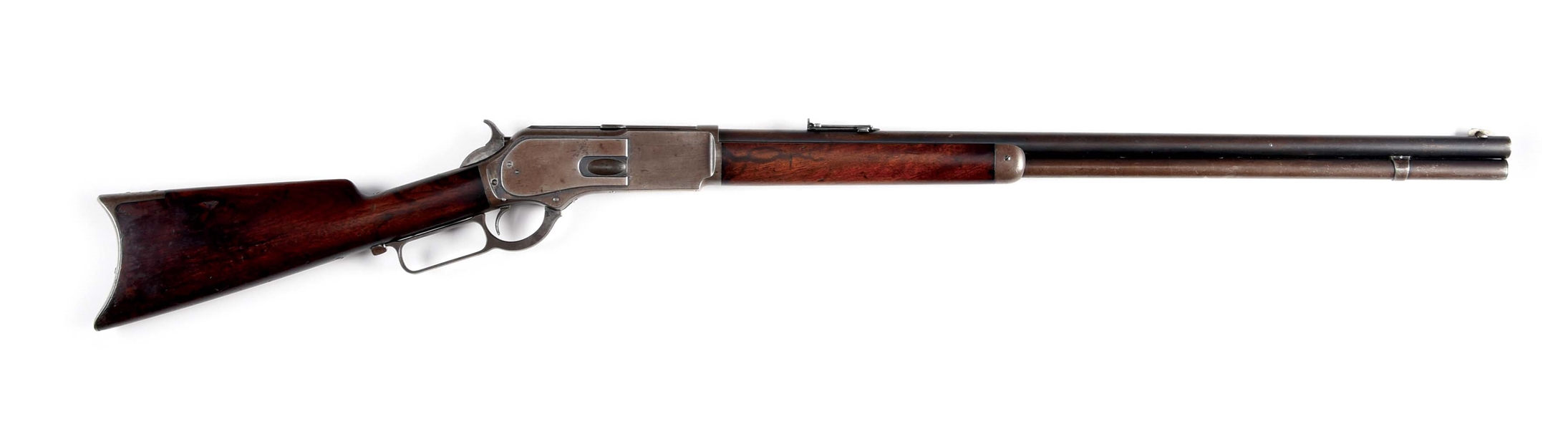 (A) WINCHESTER MODEL 1876 LEVER ACTION RIFLE (1884).