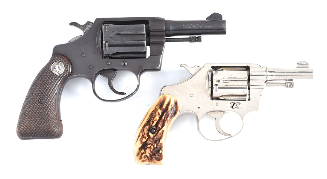 (C) LOT OF 2: COLT DETECTIVE SPECIAL 3" (1966) & NICKEL COLT POCKET POSITIVE (1925) DOUBLE ACTION REVOLVERS.