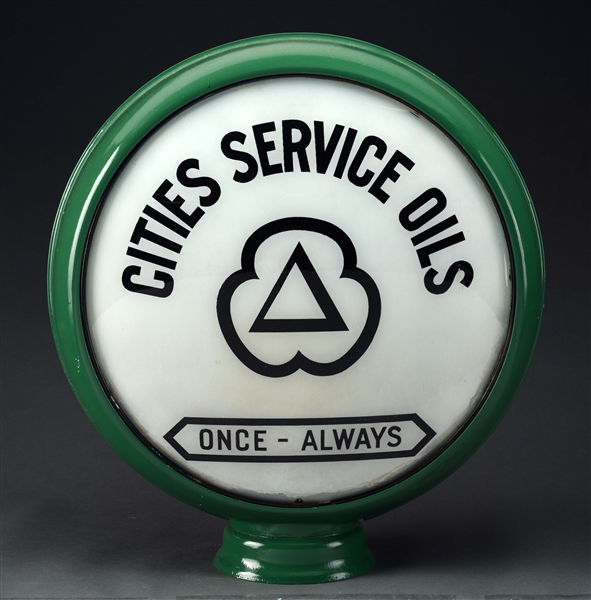 CITIES SERVICE ONE ALWAYS 15" COMPLETE GLOBE ON METAL BODY.