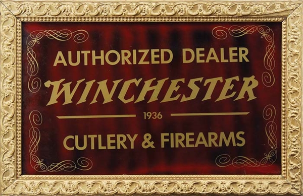 WINCHESTER REVERSE ON GLASS ADVERTISING SIGN                                                                                                                                                            