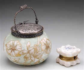 TWO VICTORIAN COVERED JARS                                                                                                                                                                              