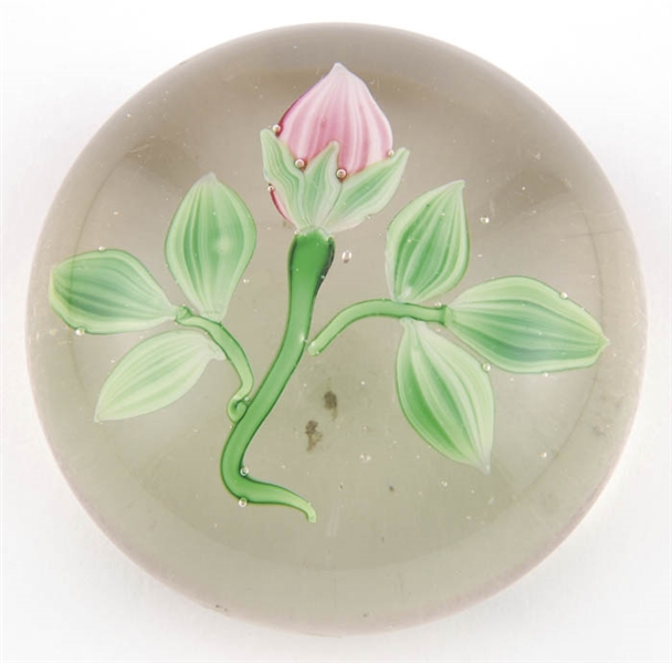 CLICHY RARE PINK ROSE BUD PAPERWEIGHT                                                                                                                                                                   