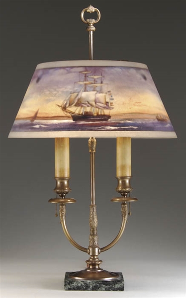 PAIRPOINT REVERSE PAINTED NAUTICAL LAMP                                                                                                                                                                 