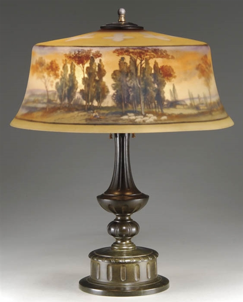 PAIRPOINT REVERSE PAINTED SCENIC LAMP                                                                                                                                                                   