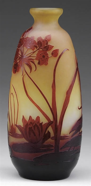 GALLE LILY POND FRENCH CAMEO VASE                                                                                                                                                                       