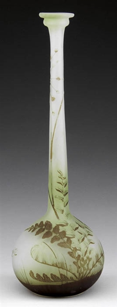 GALLE FRENCH CAMEO FERN VASE                                                                                                                                                                            