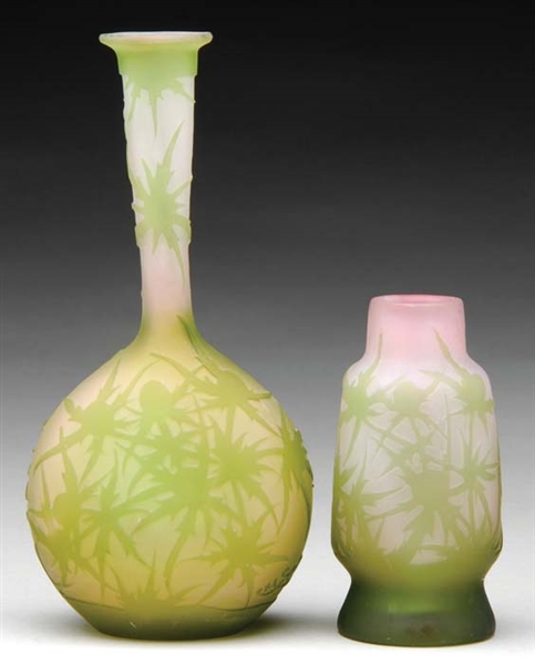 2 GALLE THISTLE VASES                                                                                                                                                                                   