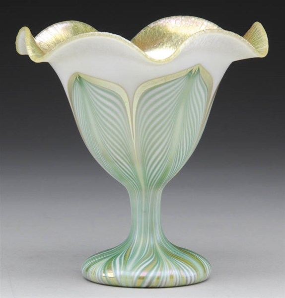 QUEZAL PULLED FEATHER FLOWER FORM VASE                                                                                                                                                                  