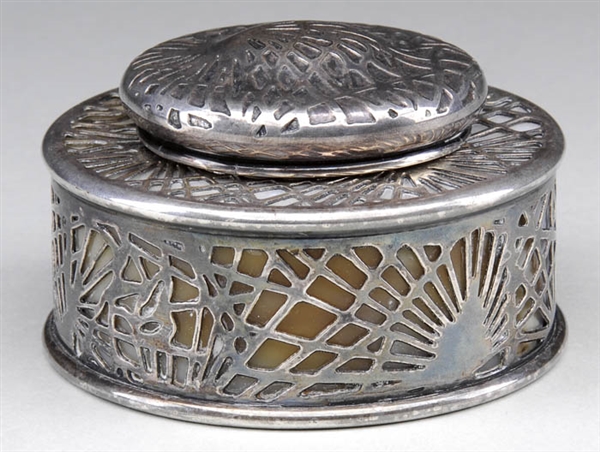 TIFFANY SILVER PLATED PINE NEEDLE INKWELL                                                                                                                                                               