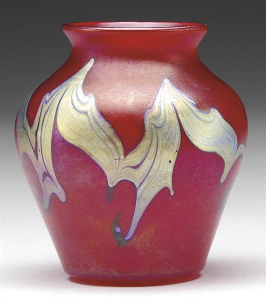 TIFFANY RED DECORATED CABINET VASE                                                                                                                                                                      