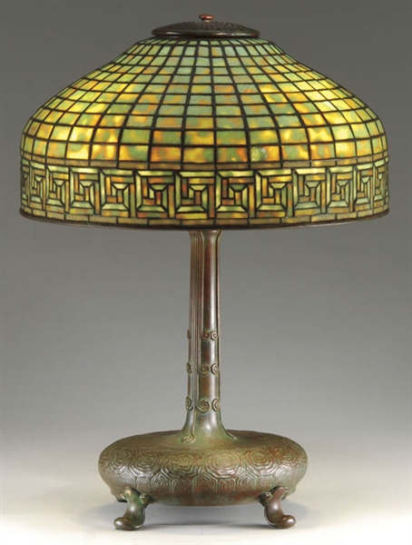 TIFFANY GREEK KEY TABLE LAMP                                                                                                                                                                            