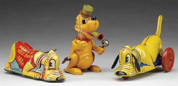 THREE MECHANICAL TIN PLUTO TOYS                                                                                                                                                                         