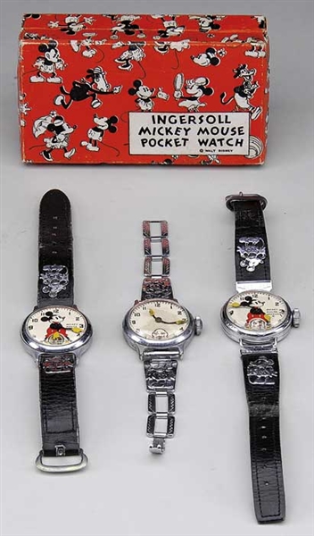 LOT OF 3 MICKEY WATCHES & 1 BOX                                                                                                                                                                         