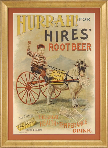 HIRES ROOT BEER POSTER W/ YOUNG BOY & GOAT CART                                                                                                                                                         
